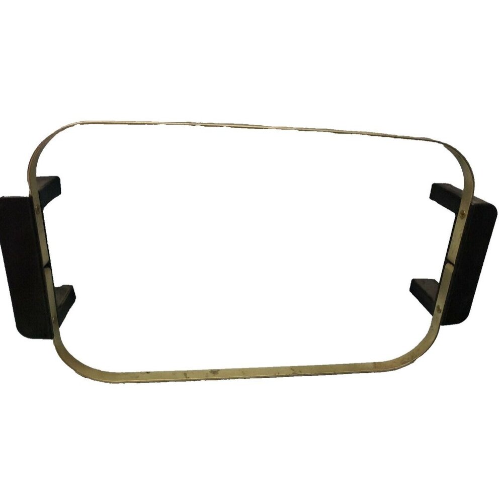 Brass With Wood Handles Pyrex Rectangle Casserole Dish Holder 17in x 9 1/2in Vtg